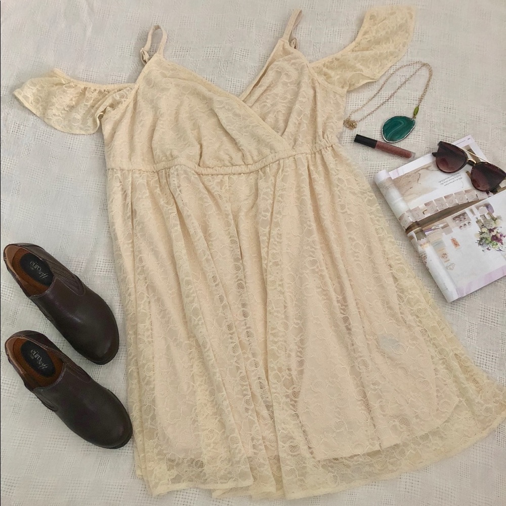 Ivory Cold Shoulder Skater Dress